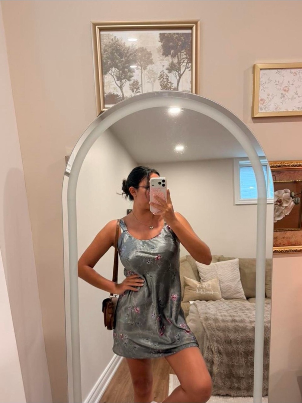 Vintage Versailles Floral Satin Mini Slip Dress - Picture 3 of 6